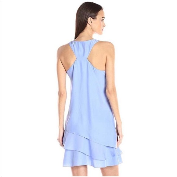 Parker Periwinkle Eve Layered Silk Dress - M - Picture 2 of 5